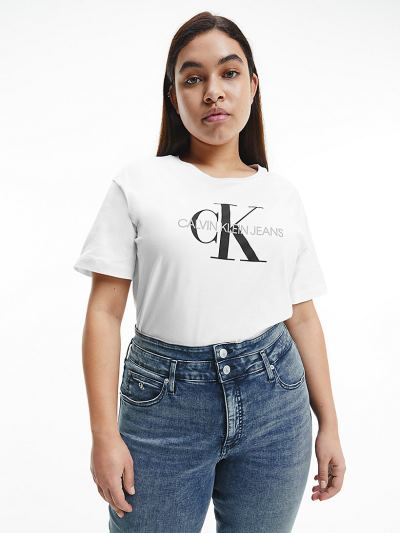 Calvin Klein Ruhák HU239201 | Calvin Klein Plus Size Logo Női Póló Világos Fehér